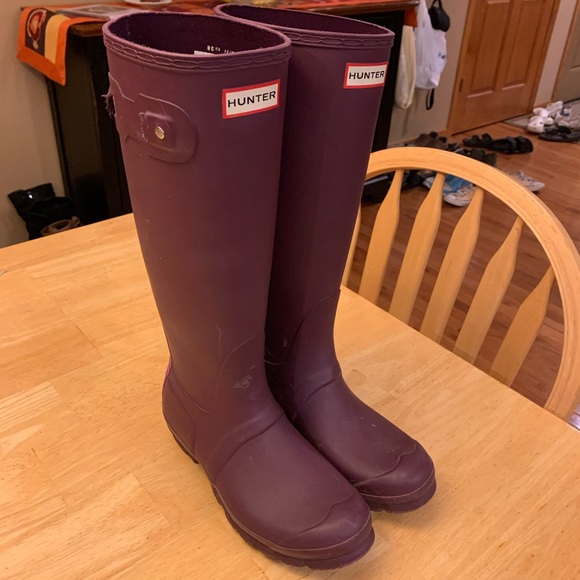 Hunter Shoes - Original Tall Hunter Boots, Plum, size 7F/6M